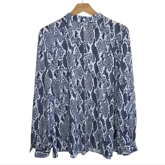 NWT Eloquii | Black White Gray Snakeskin Print Long Sleeve Button Front Blouse - Picture 6 of 6